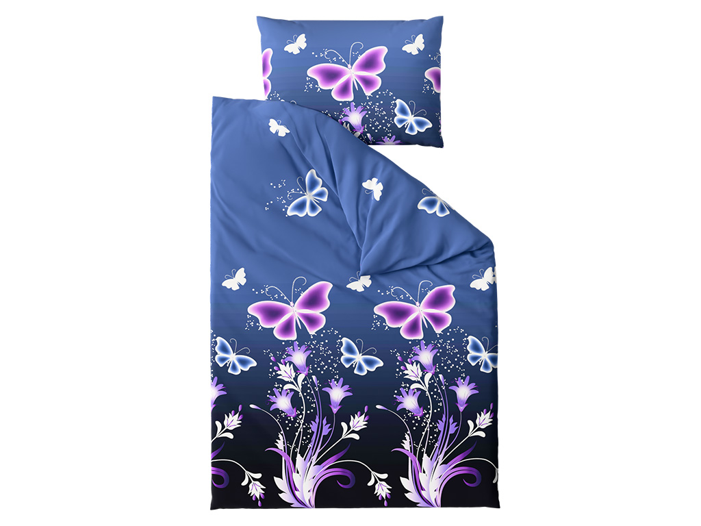 Povlečení z mikrovlákna VIOLET BUTTERFLY tmavě modré Rozměr povlečení: 70 x 90 cm | 140 x 200 cm (obrázek 4)