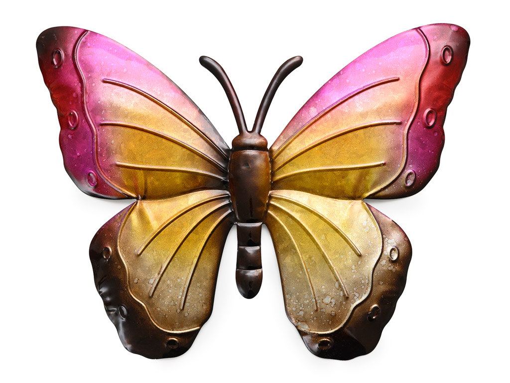 Nástěnná kovová dekorace motýl BUTTERFLY 30 cm - více barev Barva: Fialová