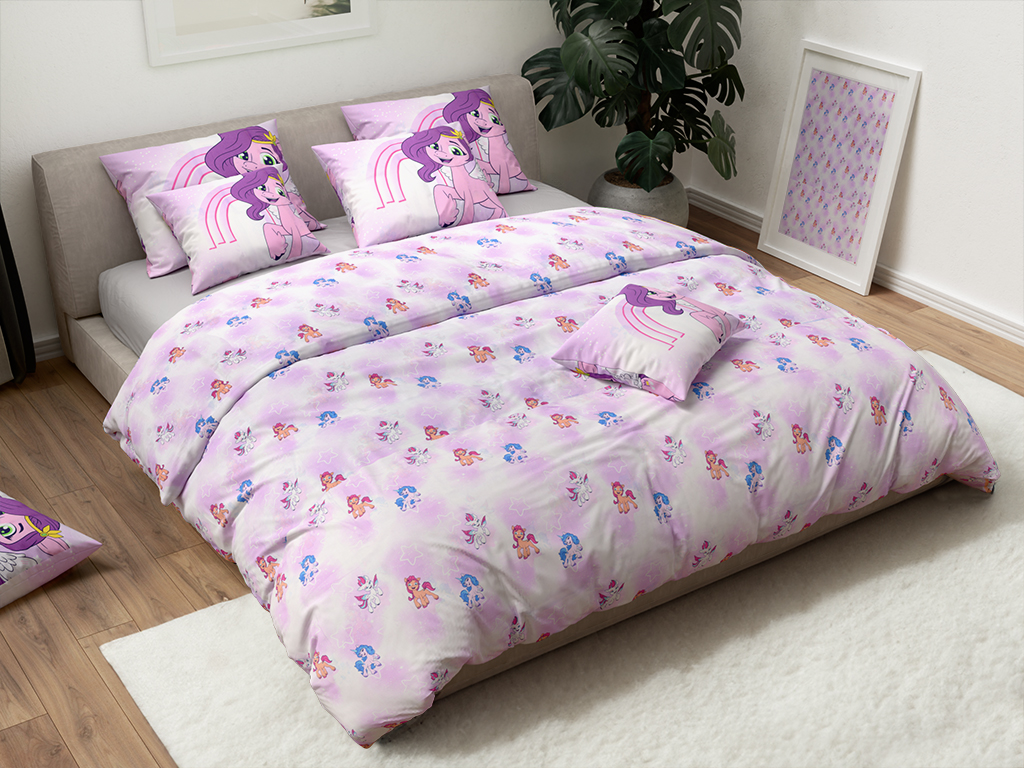 Dětské bavlněné povlečení MY LITTLE PONY STARS bílé Rozměr povlečení: 60 x 70 cm | 140 x 200 cm, polštář 60 x 70 cm, peřinka 140 x 200 cm