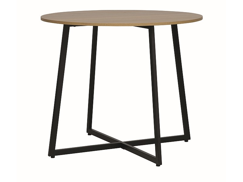 Kulatý jídelní stůl s deskou v dekoru dub LUNA 90x90
