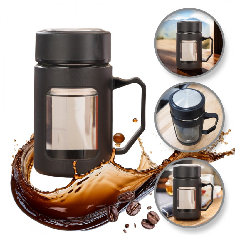 Skleněná láhev s uchem BREW 500 ml, černá