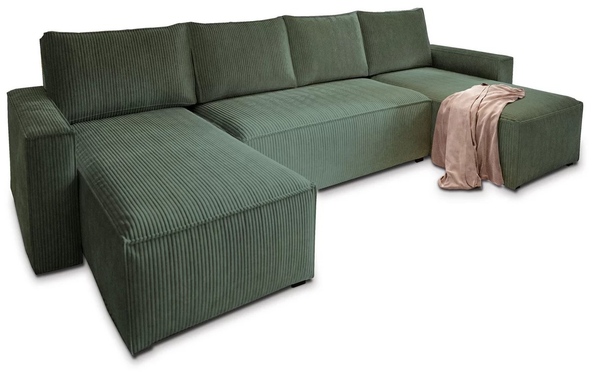 Tmavě zelená sedací souprava do U SMART COSARO 295x140 cm
