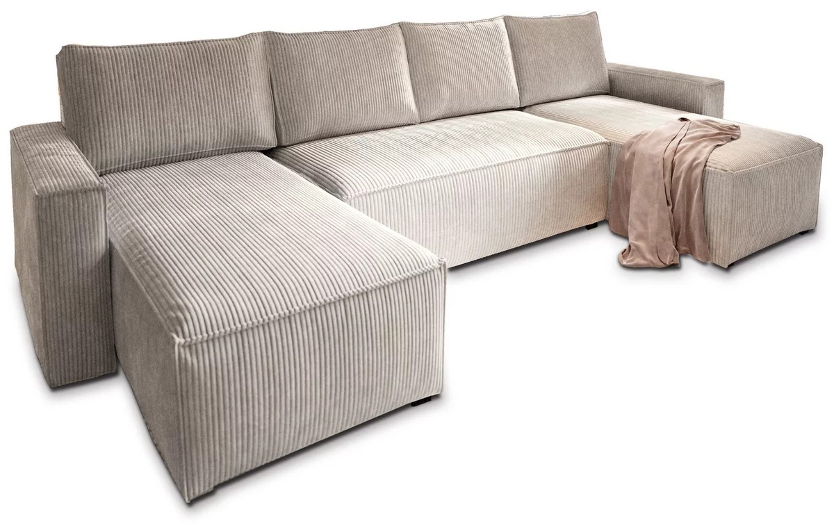 Krémová sedací souprava do U SMART COSARO 295x140 cm