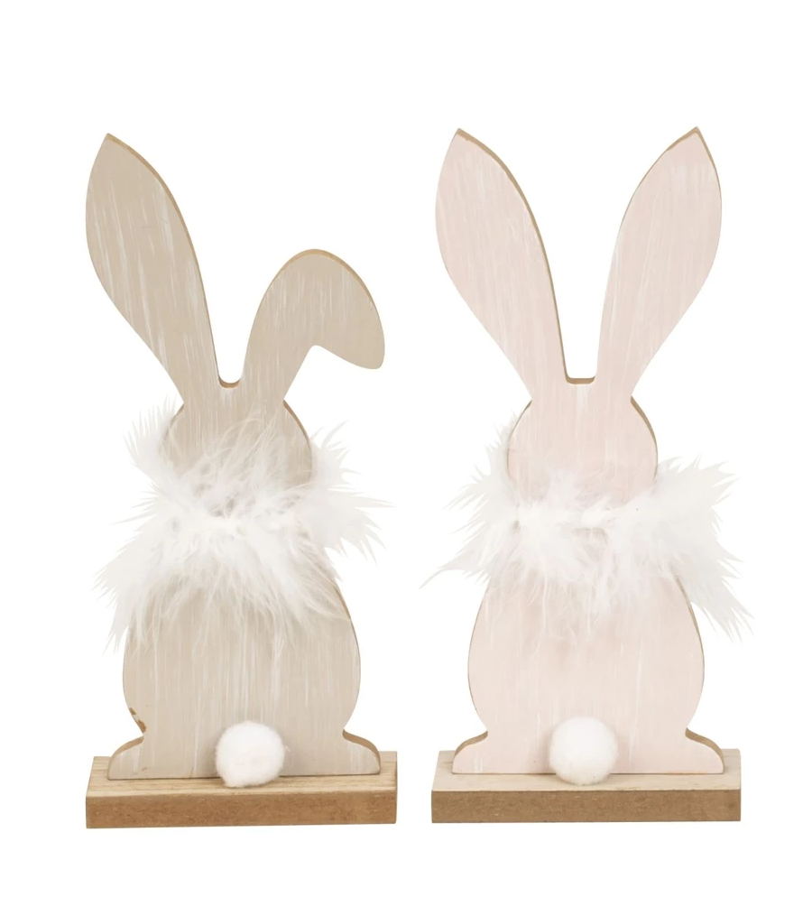 Stojící dřevěný zajíček FLUFFY BUNNY 19 cm - více variant