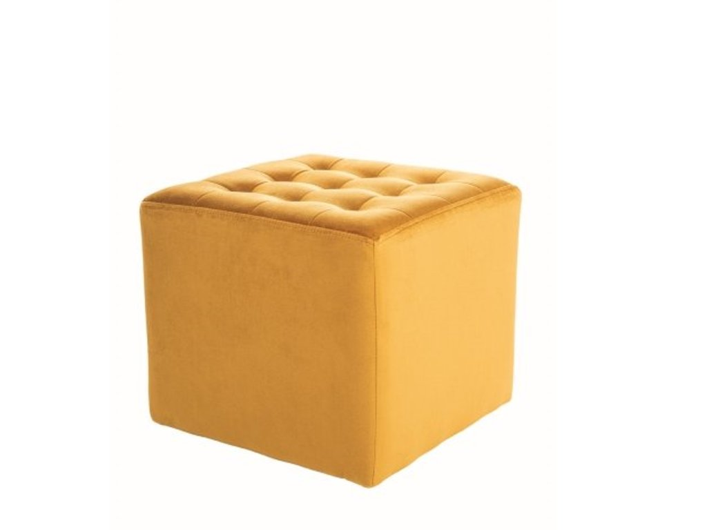 Hořčicový taburet LORI VELVET