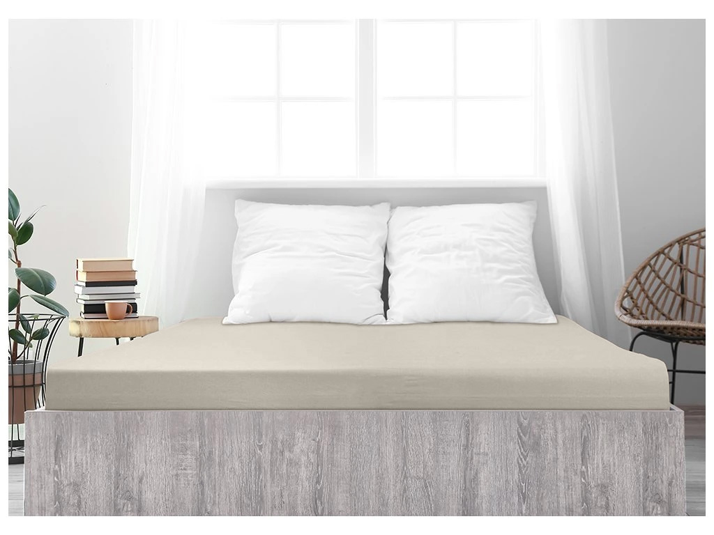 Jersey prostěradlo ALVORA 180x200 cm béžové