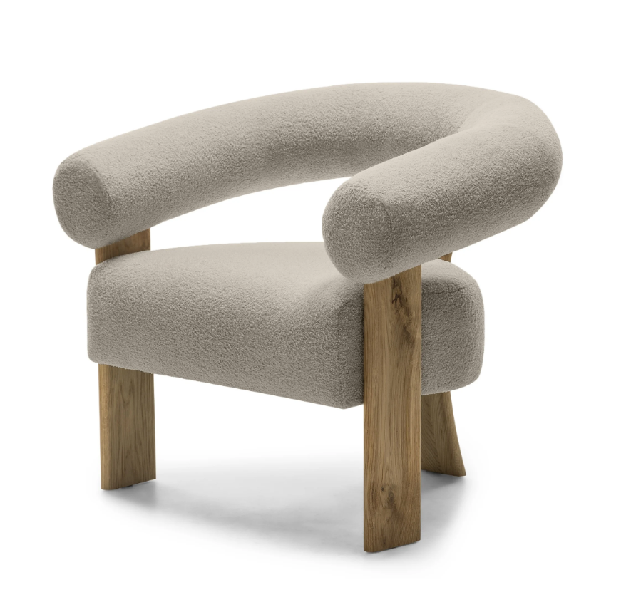 Béžové designové křeslo KOKEI, dub Now or never 06
