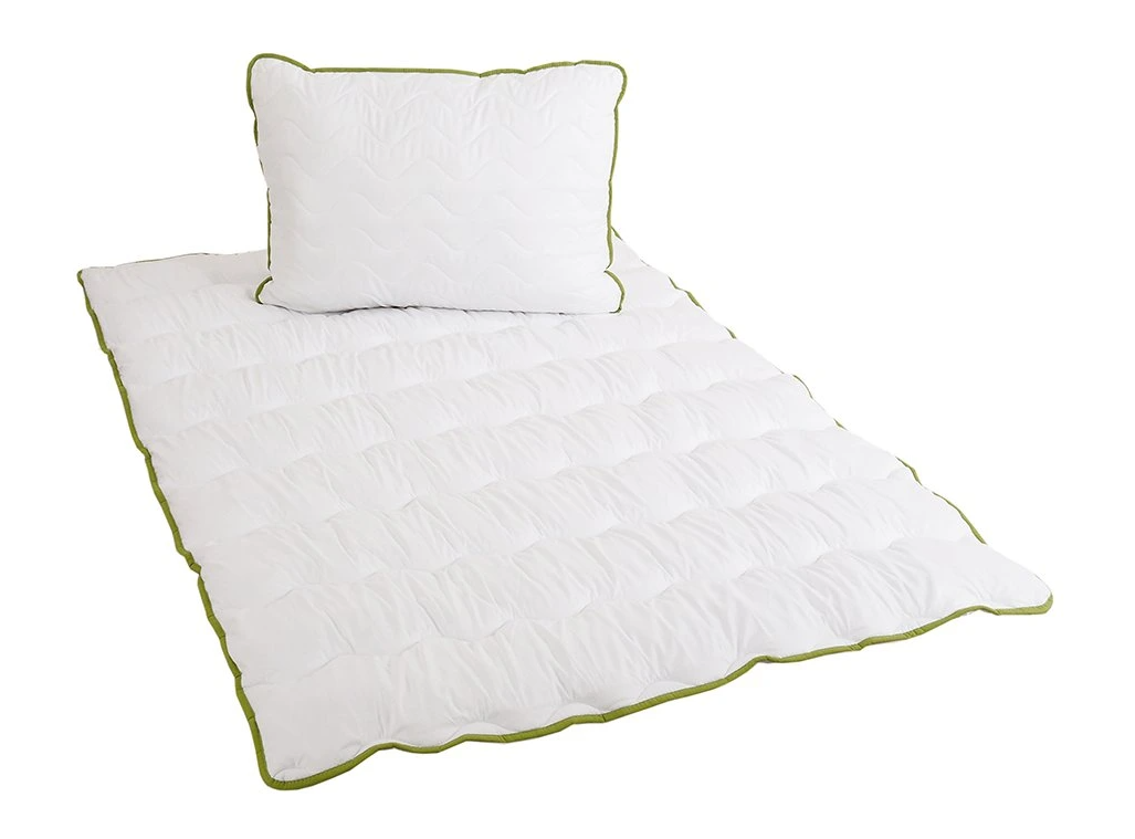 Set Celoroční přikrývka prošívaná 140x200 cm s polštářem STELLA ALOE VERA 70x90 cm, bílá, přikrývka 140 x 200 cm, polštář 70 x 90 cm