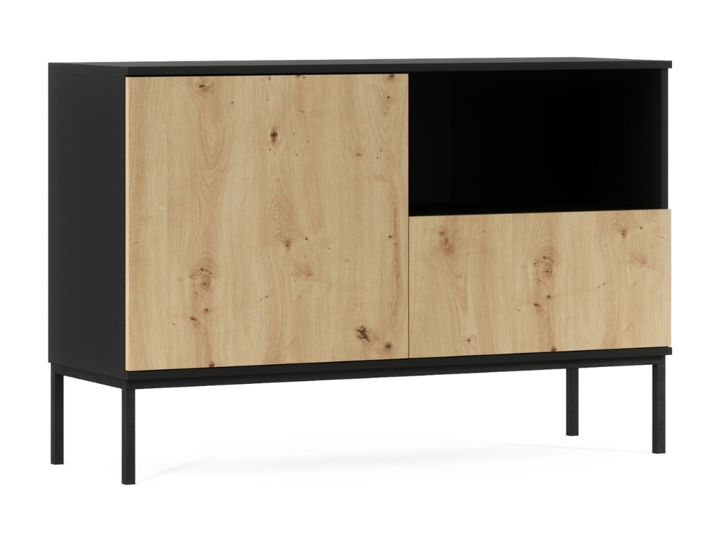 Komoda LANZZI 120x40 cm, černá/dub