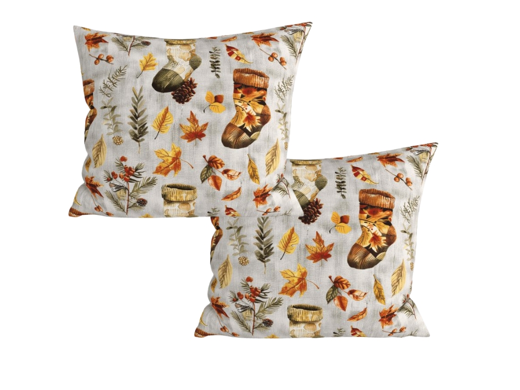 Sada 2 ks dekoračních povlaků na polštář AUTUMN SOCKS 45x45 cm, barevná Rodinné balení s akční cenou