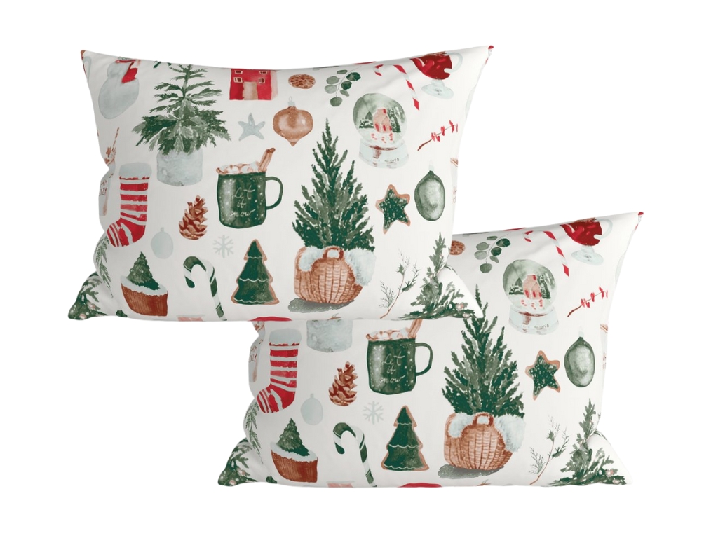 Sada 2 ks dekoračních povlaků na polštář MAGIC CHRISTMAS 50x70 cm, bílá Rodinné balení s akční cenou