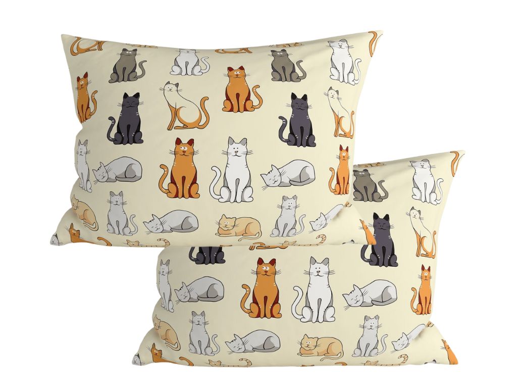 Sada 2 ks dekoračních povlaků na polštář COLORED CATS BLEND 70x90 cm, krémová Rodinné balení s akční cenou