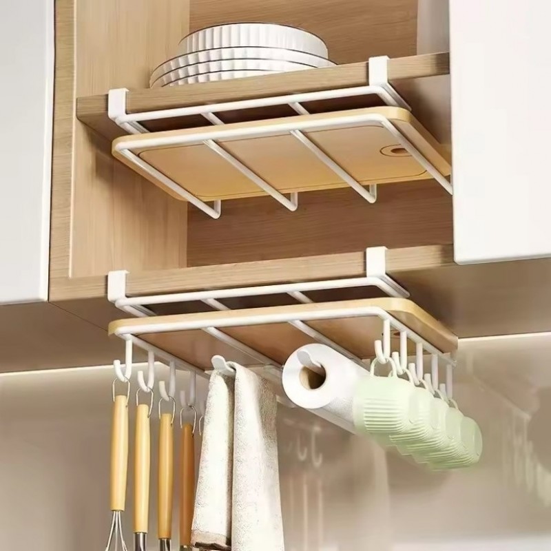 Závěsný kuchyňský organizér s háčky RAXIMO, bílý (obrázek 3)