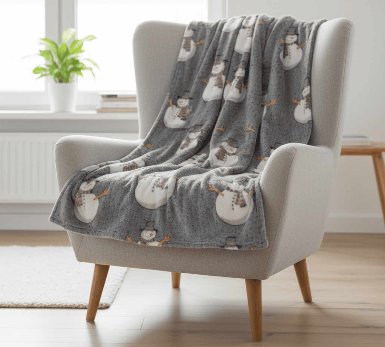 Svítící vánoční mikroplyšová deka SNOW BUDDY, šedá Rozměr: 150 x 200 cm