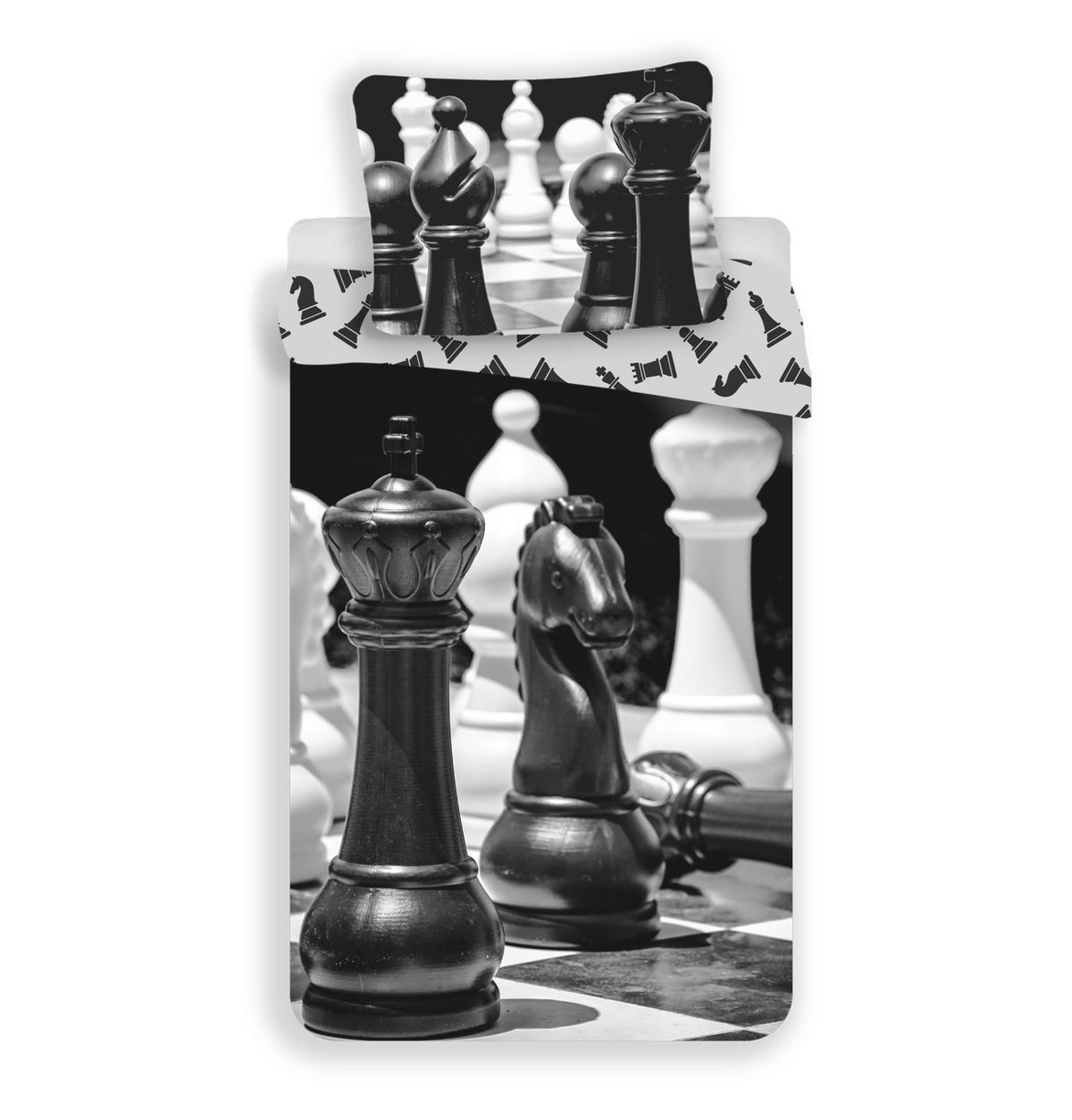 3D Bavlněné povlečení CHESS DREAM černo-bílé, 100% bavlna Rozměr povlečení: 70 x 90 cm | 140 x 200 cm