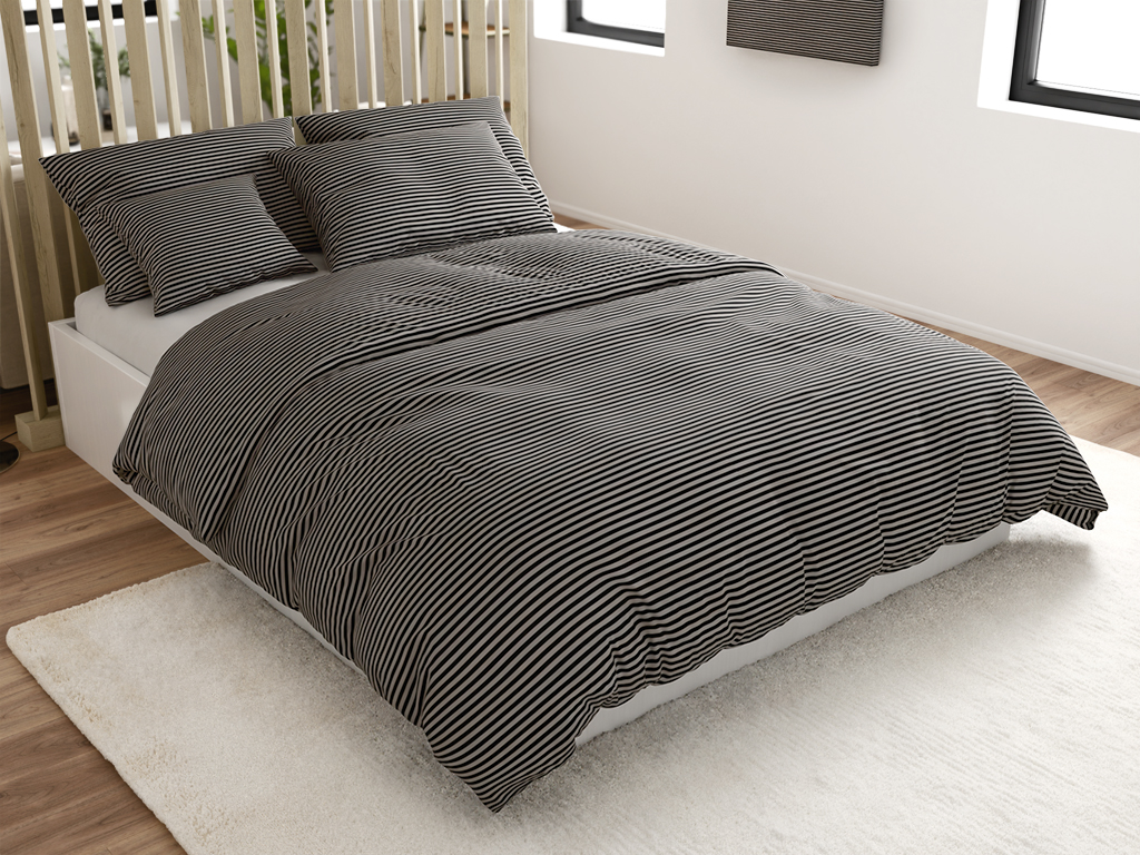 Bavlněné povlečení STRAVON černo-šedé hotelová kapsa Rozměr povlečení: 70 x 90 cm | 140 x 200 cm