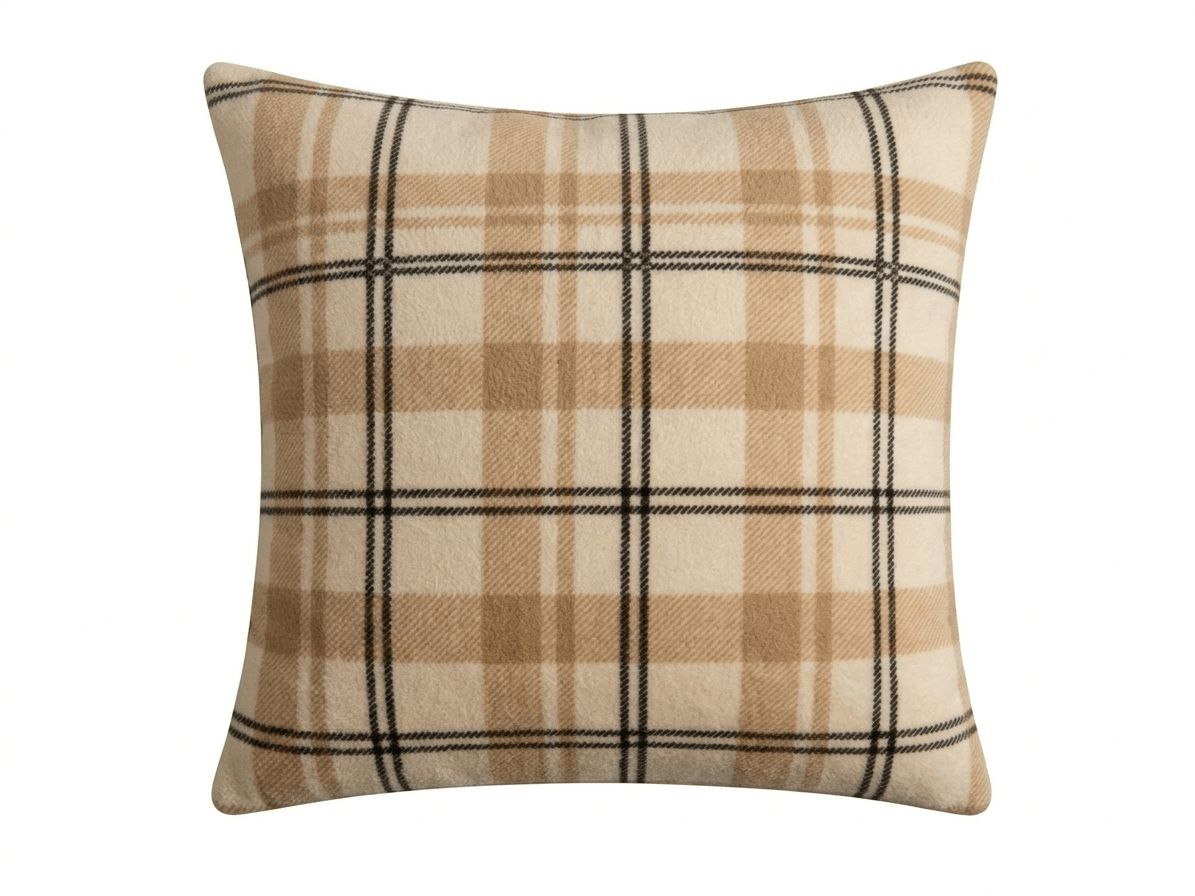 Mikroplyšový povlak na polštářek PLAID 45x45 cm, krémový