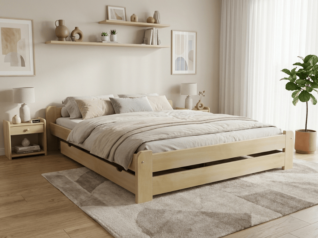 Postel Emily 140 x 200 cm, borovice Rošt: S laťkovým roštem, Matrace: Bez matrace