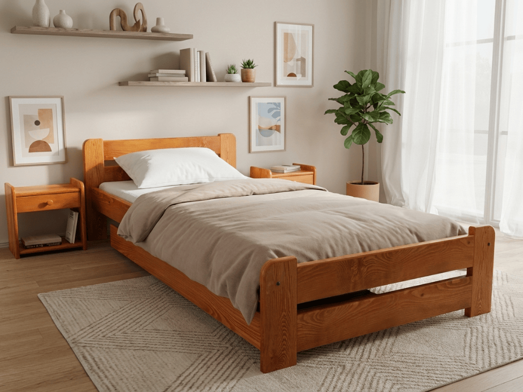 Postel Laura 80 x 200, olše Rošt: S laťkovým roštem, Matrace: Matrace Deluxe 10 cm