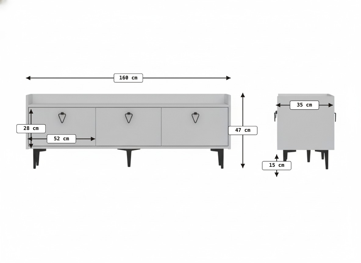 TV stolek PIENA 160 cm, bílý (obrázek 9)