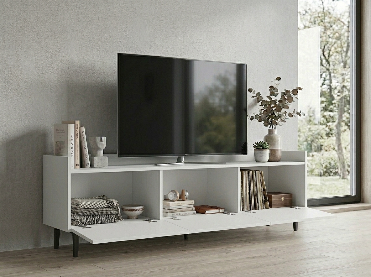 TV stolek PIENA 160 cm, bílý (obrázek 4)