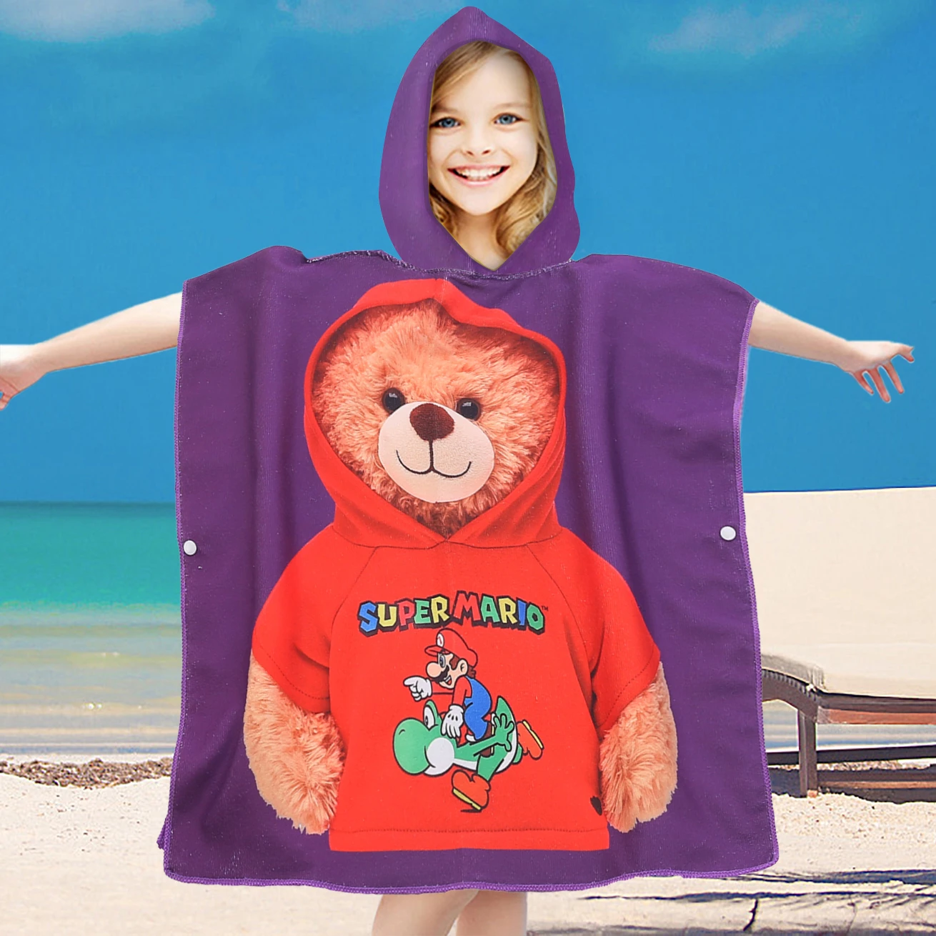 Dětské pončo TEDDY MARIO fialové Rozměr: 60 x 120 cm (obrázek 7)