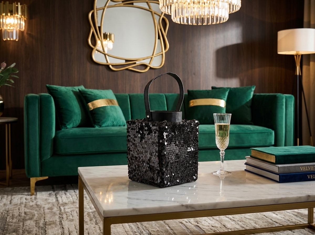 Lucerna s flitry LOFTY GLAM 27 cm, černá (obrázek 3)