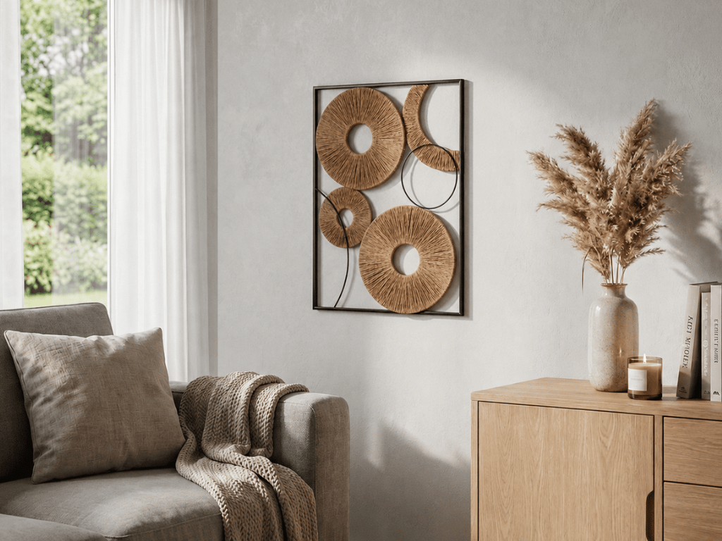 Sada 2 ks nástěnné dekorace CIRCLES kov 48x68 cm, hnědá (obrázek 3)