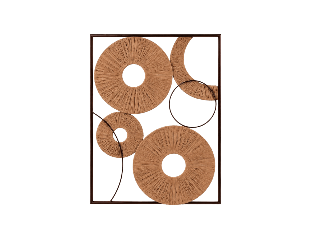 Sada 2 ks nástěnné dekorace CIRCLES kov 48x68 cm, hnědá / bílá (obrázek 3)