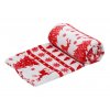 Červeno bílá vánoční mikroplyšová deka, 150x200 cm