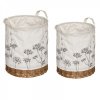 Sada 2 látkových košíků s proutěným dnem WICKER