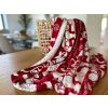 Červeno-bílá vánoční mikroplyšová deka SOBI