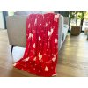 Červená vánoční mikroplyšová deka BÍLÝ JELEN (4)