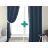 Zatemňovací závěsy OXFORD tmavě modré 140x250 cm (2 ks), kovové kroužky