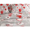 Stylové flanelové povlečení VÁNOČNÍ SRDCE šedé do ložnice