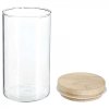 Vysoce kvalitní Skleněná dóza na potraviny JARWO s dřevěným víkem 1000 ml - detailní pohled na jedinečný design a precizní zpracování.