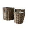Sada 3 kulatých ratanových květináčů s plastovým vnitřkem ENS do interiéru