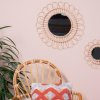 Designové kulaté zrcadlo SUN PETALS – ratanový rám, průměr 50 cm