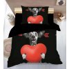 Valentýnské 3D povlečení DOGA WITH HEART černé z mikrovlákna