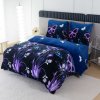 Povlečení mikroplyš VIOLET BUTTERFLY tmavě modré s motivem fialových motýlů