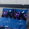 Luxusní povlečení mikroplyš VIOLET BUTTERFLY tmavě modré s fialovými motýly