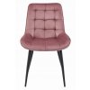 Stylová tmavě růžová sametová židle BERA s černými kovovými nohami