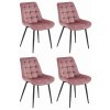 Pohodlná tmavě růžová jídelní židle BERA s černými nohami