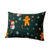 Povlak na polštář s motivem sněhuláků a perníčků SNĚHULÁK A PERNÍČEK 50x70 cm