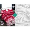 Sada vánočního povlečení na dvoulůžko "Vánoční les" červená + bílé Jersey prostěradlo 180x200 cm pro zimní pohodu.
