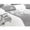 Flanelové povlečení TIRSO šedo-bílé s elegantním černobílým dekorem