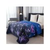 Stylový tmavě modrý přehoz na postel VIOLET BUTTERFLY s květinovým designem