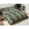 Krepové povlečení z Renforcé bavlny DISA zelené s květinovým vzorem