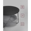 Černý konferenční stolek SALMA Ø 75 cm s praktickým šedým košem, elegantní doplněk do obýváku.