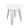 Moderní kulatý jídelní stůl HARRY 80x80 bílý s černými kovovými nohami ve tvaru vlasových spon